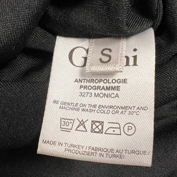 Ganni Anthropologie Black Textured Tapestry Print Ruched Sheath Dress Size S - Picture 9 of 13